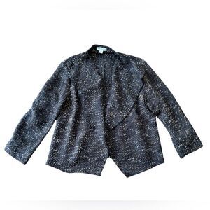 Coldwater Creek Cardigan Blazer Metallic Black Petite Large 14-16